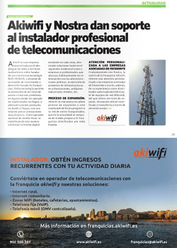 akiwifi, noticia en la revista Telecomunicaciones de Feceminte