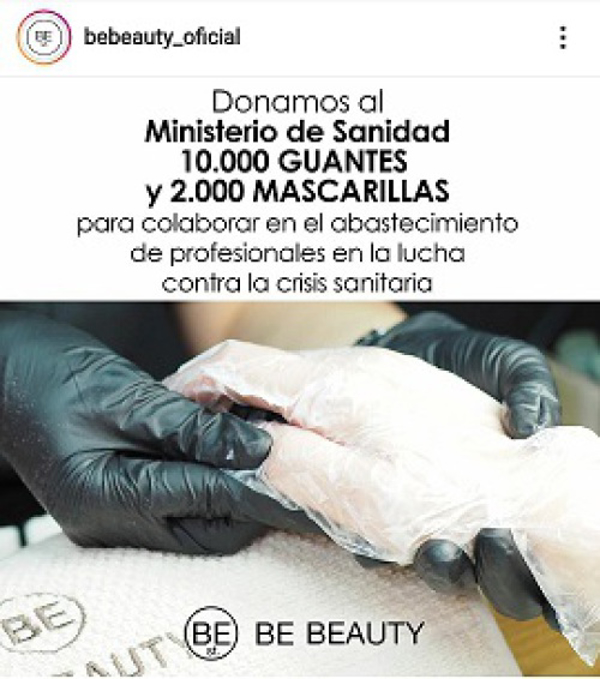 ¡BE BEAUTY dona  guantes y mascarillas para el servicio sanitario!
