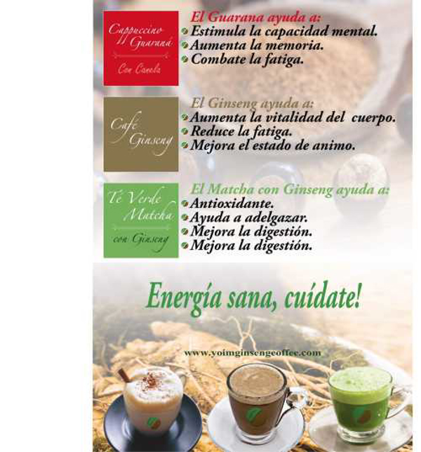 HEALTHY FOUNTAIN REISHI, GINSENG, MATCHA con franquicia Yoim Ginseng Coffee