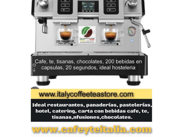 Maquinas en deposito para tu negocio, ideal , restaurante, cafeteria, bar, pasteleria, hotel desayuno, catering, kioskos, etc, con 200 bebidas en 30 segundos de Italia.Dobla benefico facilmente y venta de capsulas opcional, www.cafeyteitalia.com