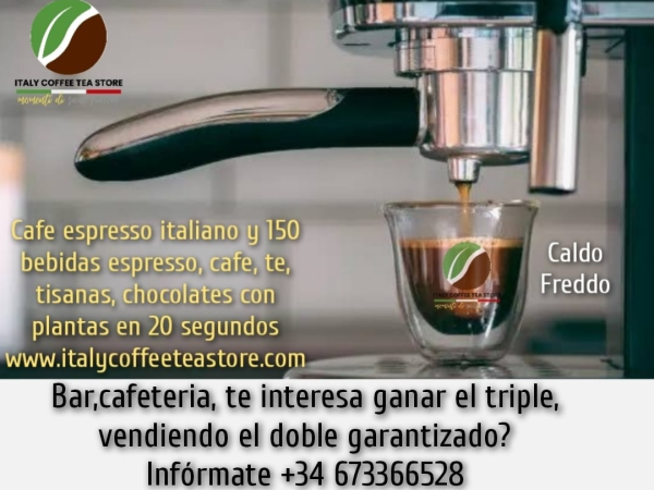 Italy Coffee Tea Bar, cafetería gana el triple de media 50.000 € mas al año de beneficio garantizado.