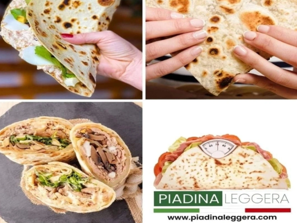  Piadina Leggera Comida completa equilibrada en carbohidratos, proteinas, grasas, calorias, solo 4,95 € con bebida en 1 minuto en tu mano, de Italia