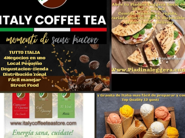 Abre local take away o cafeteria con una franquicia Italy Coffee Tea Store.