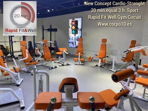 Franquicia Rapid Fit Well Gym Circuit, 20 +10 min igual 3 horas deporte, sin personal necesario, New Concept