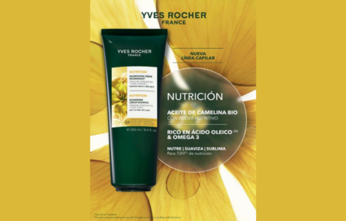 La franquicia Yves Rocher, nos presenta su nueva línea capilar nutrición con aceite de camelina bio.