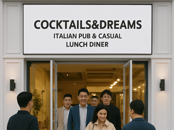 La franquicia Cocktails & dreams Italian Pub-Casual Lunch-Dinner, negocio que se amplia con Ilgelato, pinsas, cafes, cocktails, pasta, ect.