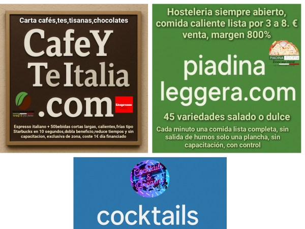 L,Espresso Speciality, negocio take away, street food, delivery, eventos, italiano, facil de manejar, cafe, helados, pinsas, pasta, etc, sin salida de humos, autoempleo.