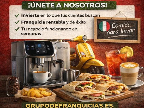 Franquicia L´espresso Speciality  take Away, delivery, street food, catering, exclusivo de Italia.