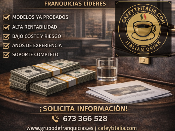 Invierte en negocio actual de extio garantizado como la franquicia Café y Té Italia.