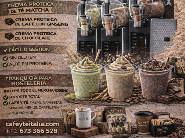 Hosteleria, innovacion, cremas de cafe, matcha, cacao, en franquicia deposito, cafeyteitalia.com