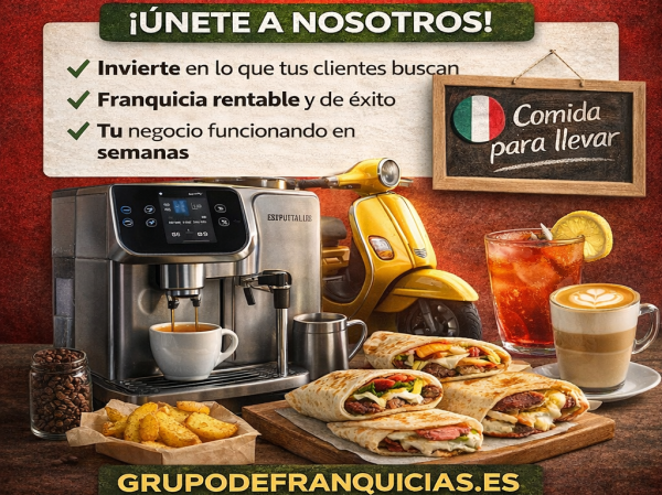 Franquicia Take away, L,espresso Speciality , comida y bebida italiana gourmet para llevar muy economica , rapida, saludable, deliciosa. cafeyteitalia.com