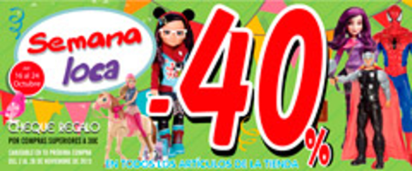 Semana loca de Juguetilandia, gana un cheque regalo del 40%