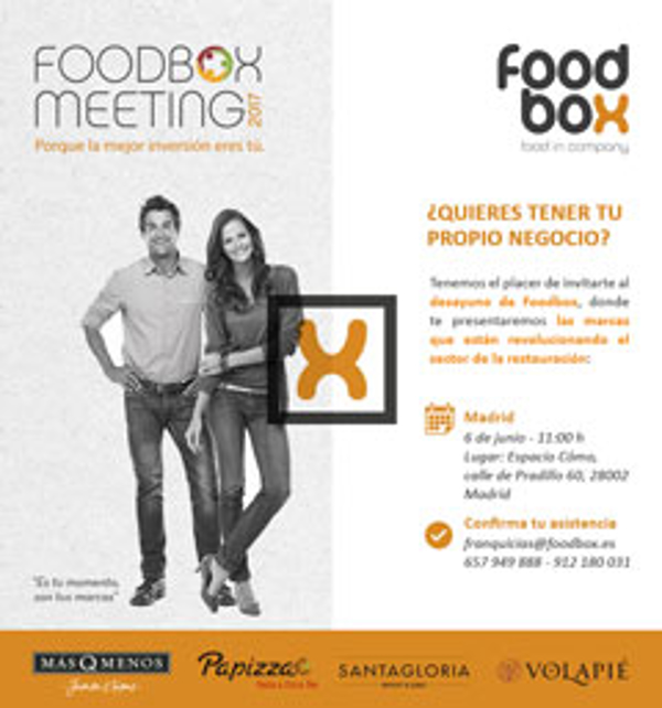 La red de franquicias Foodbox  factura 79,7  millones de euros, un 17,9 más que en 2016 y tiene previsto abrir 40 nuevos establecimientos